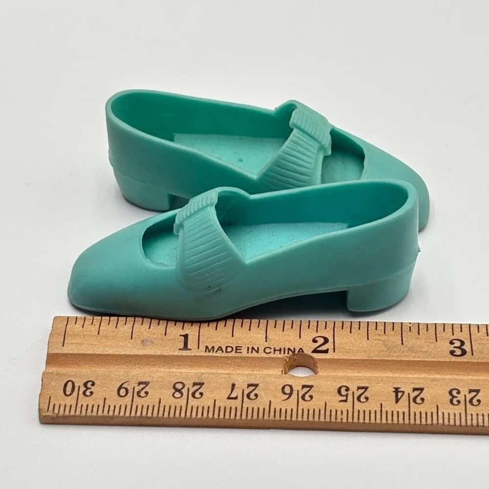 Vintage Ideal Crissy Doll Original Blue Shoes Squishy Turquoise Mary Jane CM9983
